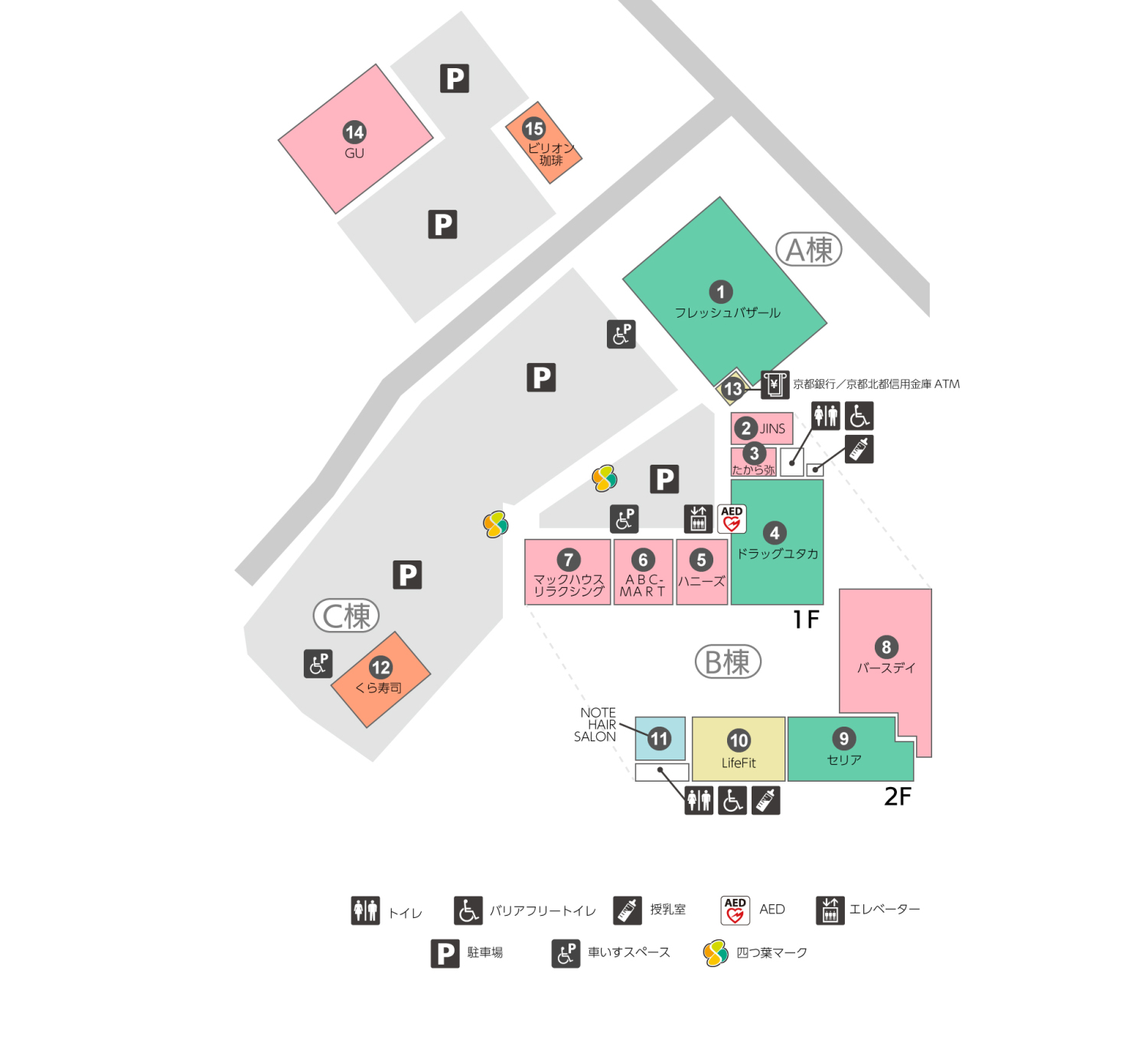 フレスポ福知山1F・2Fフロアマップ