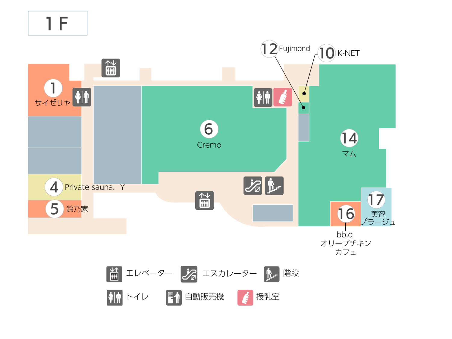 浜松プラザフレスポ1Fフロアマップ