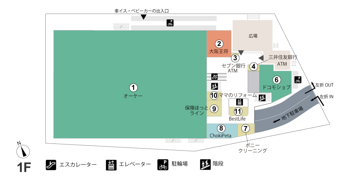 フレスポひばりが丘1階フロアマップ