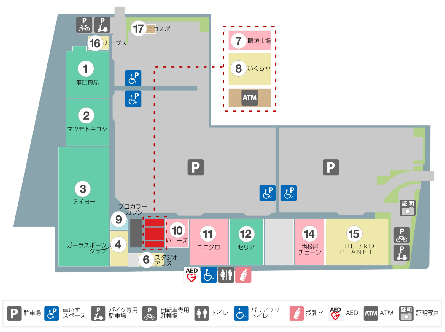 フレスポ国分1階フロアマップ